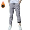 thumbnail image 1 of Cethrio Boys Winter Sweatpants, Elastic Bottom Thermal Cotton Linen Drawstring Joggers with Pockets Gray Size 7, 1 of 6