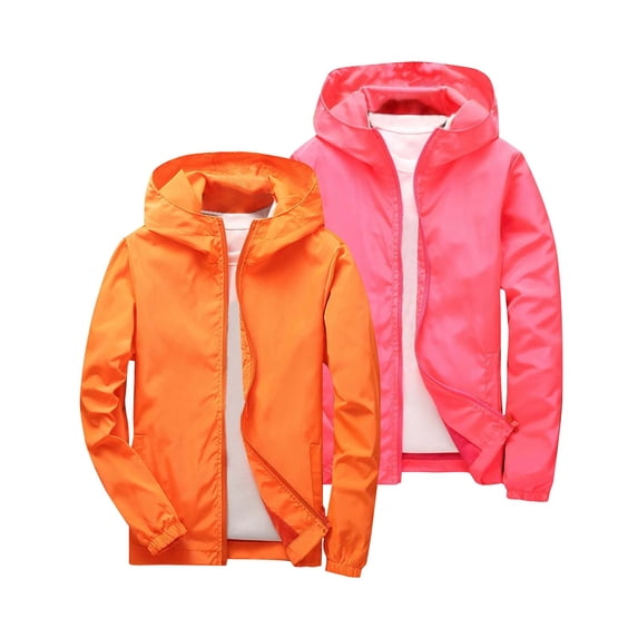 Cethrio Boys Zip up Jackets, 2 PC Casual Long Sleeve Waterproof Kids Windbreaker Light Blue Size 9-10T