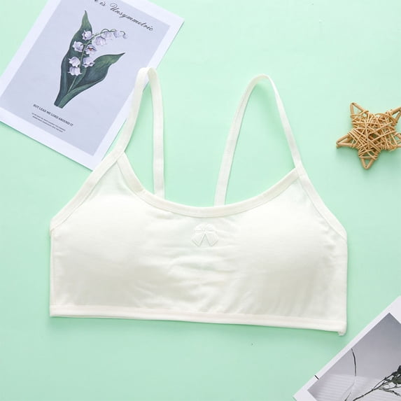 Cethrio Bras for Girls, Soft Breathable Seamless Cotton Girls Underwear Yellow Size 9-14 T