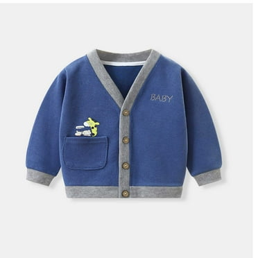Cethrio Cardigan Sweaters for Boys, Long Sleeve Buttons Knit Spring and Autumn Tops Navy Size 3-9 T