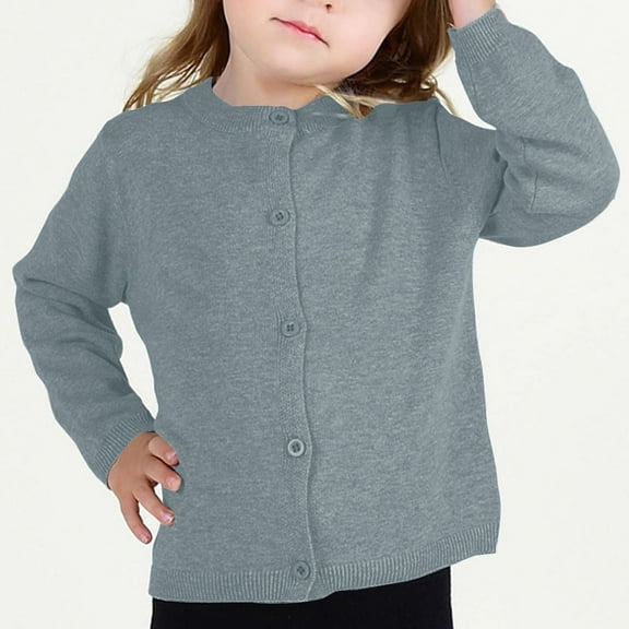 Cethrio Cardigan Sweaters for Girls, Long Sleeve Knitted Buttons Kids Clothes Blue Size 6 T