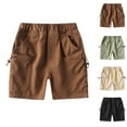 thumbnail image 1 of Cethrio Cargo Shorts for Boys, 2025 Cotton Elastic Waist Casual Summer Shorts Coffee Size 2-7 T, 1 of 4