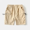 thumbnail image 1 of Cethrio Cargo Shorts for Boys, 2025 Elastic Waist Summer Cotton Shorts with Pockets Khaki Size 4 T, 1 of 3