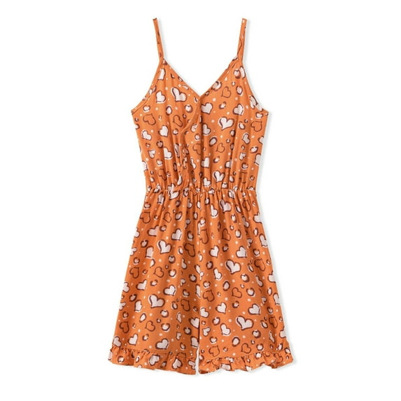 Wavsuf Children Girls Casual Dresses Orange Children's Clothing Size 7-8 Years