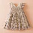 thumbnail image 1 of Wavsuf Children Girls Summer Dress Nets Cute Beige Children's Clothing Size 5-6 Years, 1 of 9