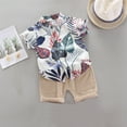 thumbnail image 1 of Wavsuf Children's Short-sleeved Suit Spring And Summer Boy's Printed Shirt Shirt Suit 1-4 Years White Size 1Y, 1 of 1