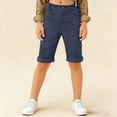 thumbnail image 1 of Cethrio Cotton Linen Shorts for Boy, Casual Knee Length School Elastic Waist Summer Shorts Navy Size 8, 1 of 7