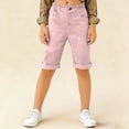thumbnail image 1 of Cethrio Cotton Linen Shorts for Girl, School Knee Length Casual Elastic Waist Summer Shorts Pink Size 14-16, 1 of 7