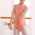 thumbnail image 1 of Cethrio Dance Leotards for Girls, Lace Ballet Short Sleeve Gymnastics Leotards Orange Size 14-16 T, 1 of 3