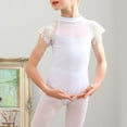thumbnail image 1 of Cethrio Dance Leotards for Girls, Short Sleeve Lace Ballet Gymnastics Leotards White Size 14-15 T, 1 of 3