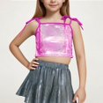 thumbnail image 1 of Cethrio Dancewear Tank Tops for Girls, Performance Shiny 2025 Summer Sleeveless Tops Hot Pink Size 10-12 T, 1 of 5