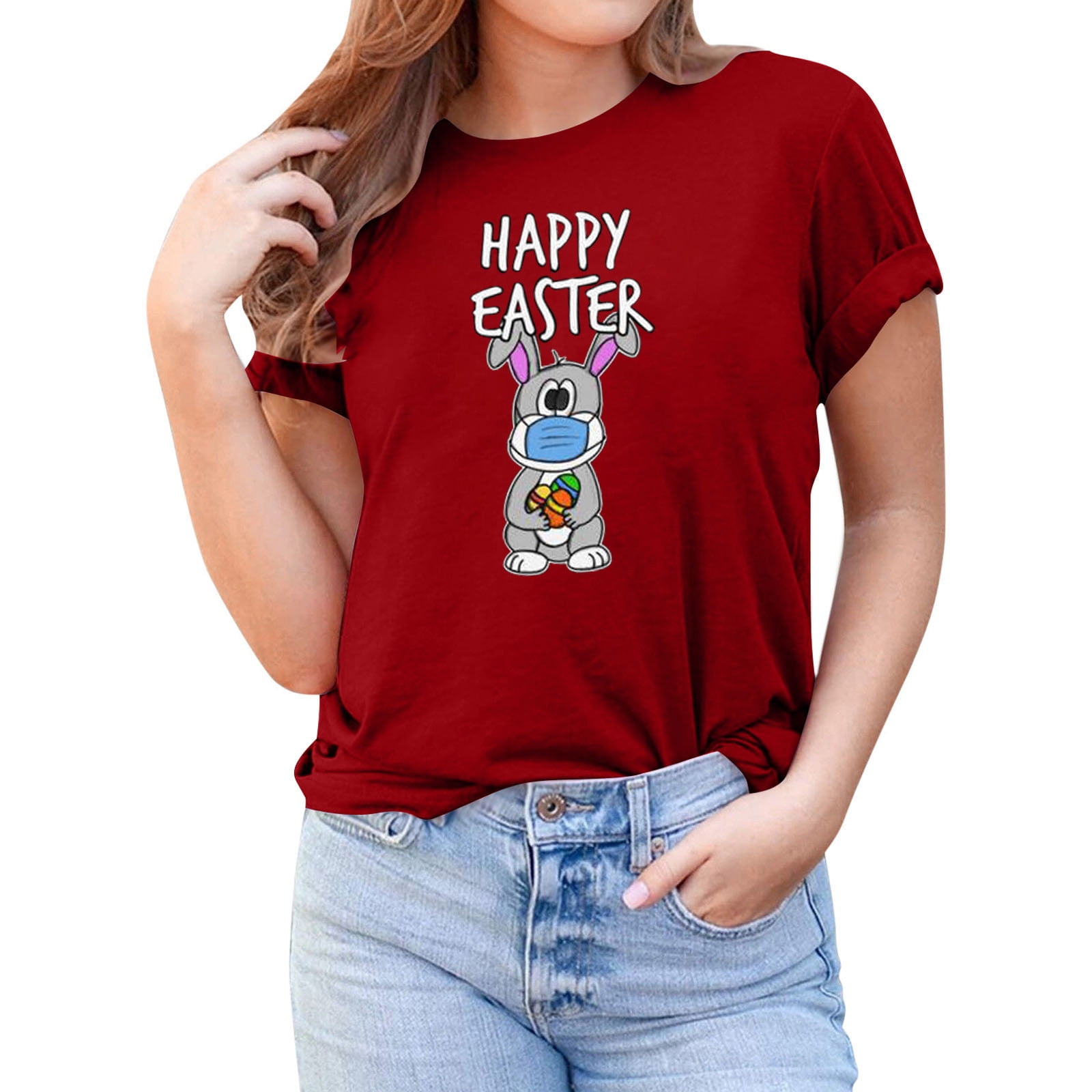 Cethrio Easter T shirts for Women- and Printed Short-sleeved Casual ...