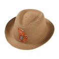 thumbnail image 1 of Cethrio Fedora Hats for Boys, Sun Protection Holiday Wide Brim Beach Straw Hat Khaki Size 2-6 T, 1 of 2