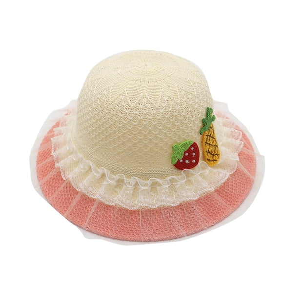 Cethrio Fedora Hats for Girls, Beach Summer Wide Brim Straw Hats Sun Hats Orange Size 3-7 T