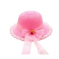 thumbnail image 1 of Cethrio Fedora Hats for Girls, Outdoor Wide Brim Summer Straw Hats Sun Hats Pink Size 3-7 T, 1 of 2