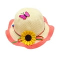thumbnail image 1 of Cethrio Fedora Hats for Girls, Wide Brim 2025 Summer Straw Hats Sun Hats Orange Size 3-7 T, 1 of 2