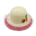 thumbnail image 1 of Cethrio Fedora Hats for Girls, Wide Brim Beach Summer Straw Hats Sun Hats Hot Pink Size 3-7 T, 1 of 2