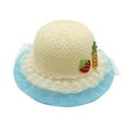 thumbnail image 1 of Cethrio Fedora Hats for Girls, Wide Brim Summer Beach Straw Hats Sun Hats Blue Size 3-7 T, 1 of 2