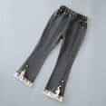 thumbnail image 1 of Cethrio Flare Jeans for Girls, Stretch Lace Gifts Elastic Waist Denim Pants Gray Size 11-12 T, 1 of 3