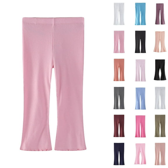 Cethrio Flare Leggings, Stretchy Elastic Waist Dancewear Cotton Tight Pants Wine Size 7-8 T