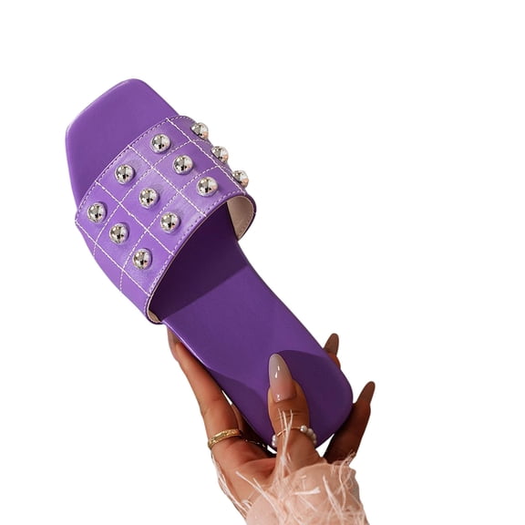 Cethrio Flat Sandals for Women Casual Summer Wide Purple Sandals Shoes Size 36