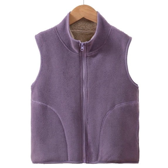 Cethrio Fleece Vests for Boys, 2025 Winter Sleeveless Warm Jackets with Pockets Purple Size 10-12 T