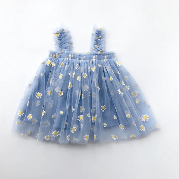 Wavsuf Flower Girls Dress Nets Blue Princess Dress Size 2 Years