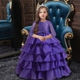 thumbnail image 1 of Wavsuf Flower Girls Dress Nets Bow Purple Princess Dress Size 5-6 Years, 1 of 9