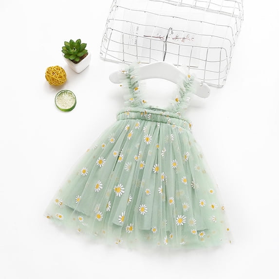 Wavsuf Flower Girls Dress Nets Green Princess Dress Size 3 Years