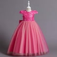 thumbnail image 1 of Wavsuf Flower Girls Dress Nets Sequins Hot Pink Princess Dress Size 11-12 Years, 1 of 5