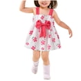 thumbnail image 1 of Wavsuf Flower Girls Dress Printed A-Line Bow Cute Hot Pink Princess Dress Size 3-4 Years, 1 of 7