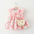 thumbnail image 1 of Wavsuf Flower Girls Dress Printed Cute Pink Dress Bag Set Size 3-4 Years, 1 of 9