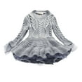thumbnail image 1 of Cethrio Flower Girls Dresses Kids Princess Long Sleeve Knitted Fall and Winter Gray Dresses Size 120, 1 of 1