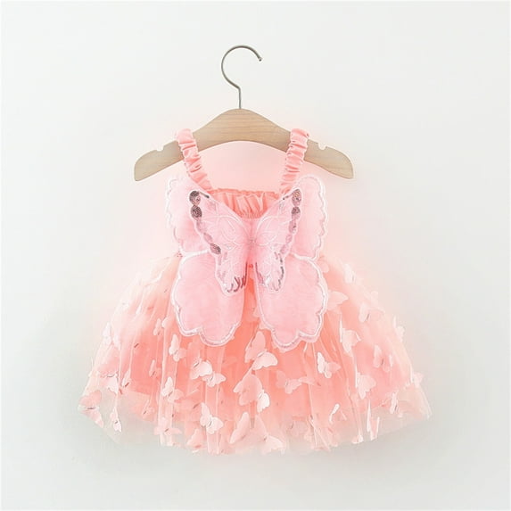 Cethrio Flower Toddler Girls Dresses Summer Solid Nets Tulle Cute Pink Princess Dress Size 12 Months