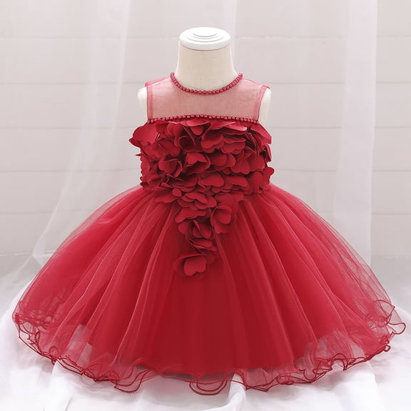 Wavsuf Formal Plus Size Dresses Nets Cute Red Gown Kids Dresses Size 18-24 Months
