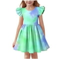 thumbnail image 1 of Cethrio Girl's Summer Dresses, Tie Dye A-Line Flutter Sleeve Princess Dresses Birthday Dresses Green Size 9-10T, 1 of 6