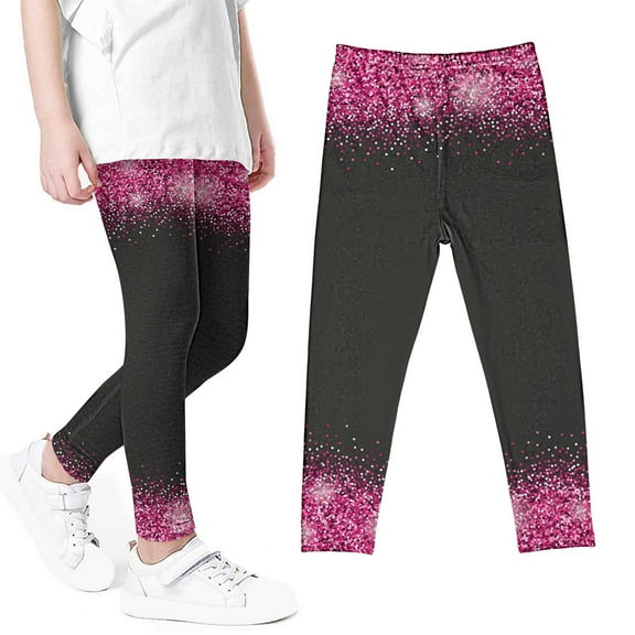 Cethrio Girls Active Leggings, Soft Elastic Waist Cotton Stretch Tight Pants Black Size 7-8 T