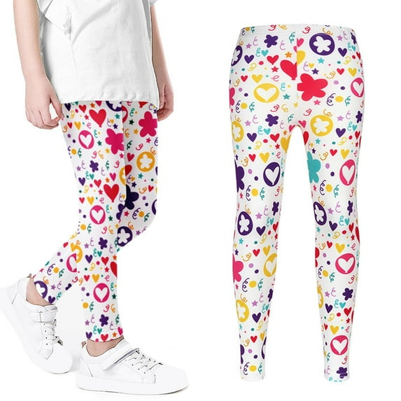 Cethrio Girls Active Leggings, Stretch Elastic Waist Cotton Soft Tight Pants White Size 7-8 T