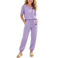 thumbnail image 1 of Cethrio Girls Activewear Outfit Sets, Casual Short Sleeve Summer 2 Piece Kids' Athletic Clothing Sets Purple Size 11-12T, 1 of 6