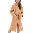 thumbnail image 1 of Cethrio Girls Bathrobes, Long Sleeve Warm Fleece Winter Sleepwear Robes with Belt Khaki Size 10-12, 1 of 6