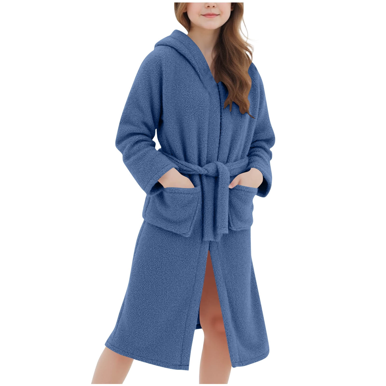 Cethrio Girls Bathrobes, Winter Long Sleeve Fleece Warm Sleepwear Robes ...