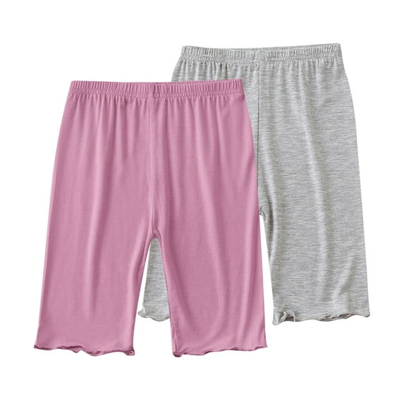 Cethrio Girls Bike Shorts, Athletic 2 Piece Soft Elastic Waist Short Leggings Watermelon Red Size 8-9 T