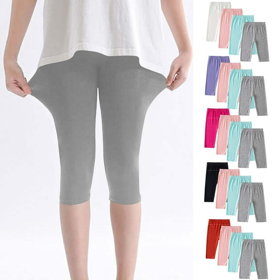 Cethrio Girls Bike Shorts, Breathable Dancing 4 Pack Stretch Capri Leggings Hot Pink Size 2-13T