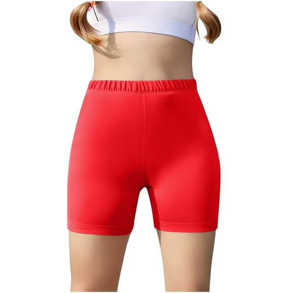 Cethrio Girls Bike Shorts, Sports Cotton Stretch Dancewear Short Leggings Red Size 11-12T