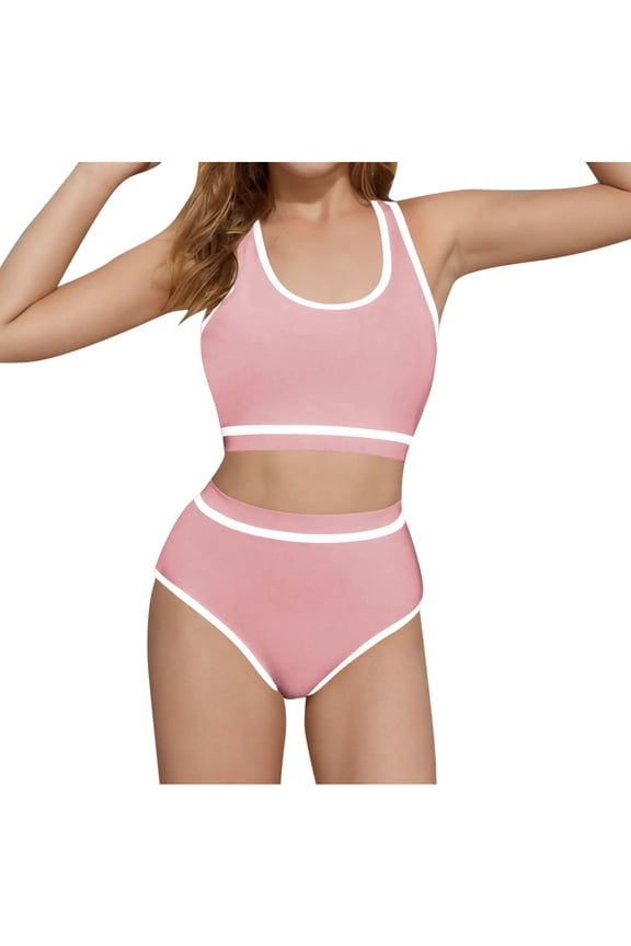 Girls Bikinis Swimsuits, Beach Summer 2 Piece Holiday Swimsuit Tops with Bottoms Sets Pink Size 10-12T