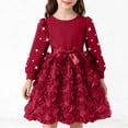 thumbnail image 1 of Cethrio Girls Birthday Dresses, Gifts Casual Long Sleeve Mid-length Party Dresses Wine Size 5-6 T, 1 of 7
