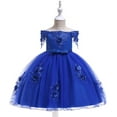thumbnail image 1 of Cethrio Girls Birthday Princess Dress- Sleeveless Mesh Bow Tie Pageant Dresses Blue Size 6 T, 1 of 1