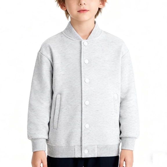 Cethrio Girls Bomber Jackets, Casual Long Sleeve Cotton Running Spring Outerwear Gray Size 3-4 T