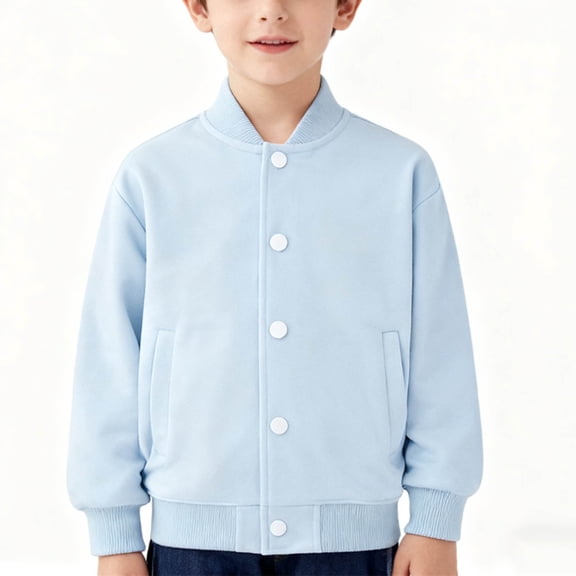 Cethrio Girls Bomber Jackets, Cotton Casual Long Sleeve Running Spring Outerwear Sky Blue Size 5T