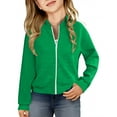 thumbnail image 1 of Cethrio Girls Bomber Jackets, Crewneck Zip up Lightweight Casual Fall Outerwear Green Size 14, 1 of 5